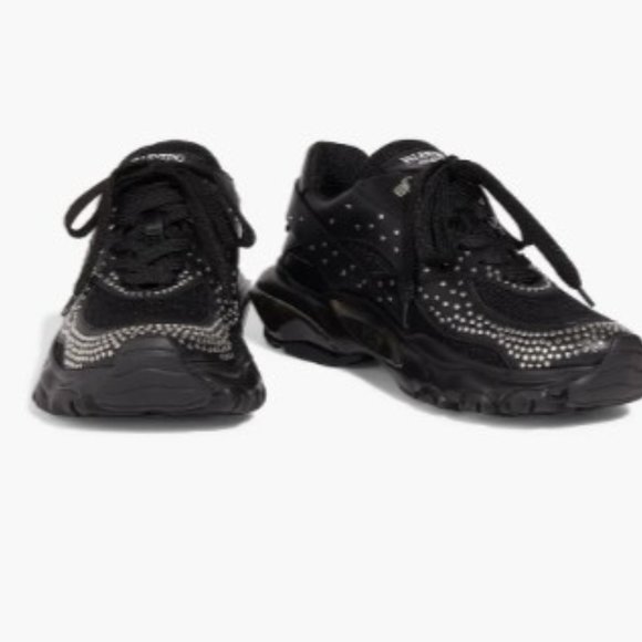 VALENTINO GARAVANI Studded leather and mesh sneakers sz 40.5 fits between 9-10 - Picture 2 of 4